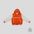 Givenchy Hooded Varsity Jacket in Orange/White