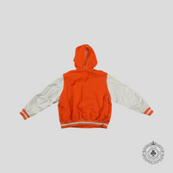 Givenchy Hooded Varsity Jacket in Orange/White