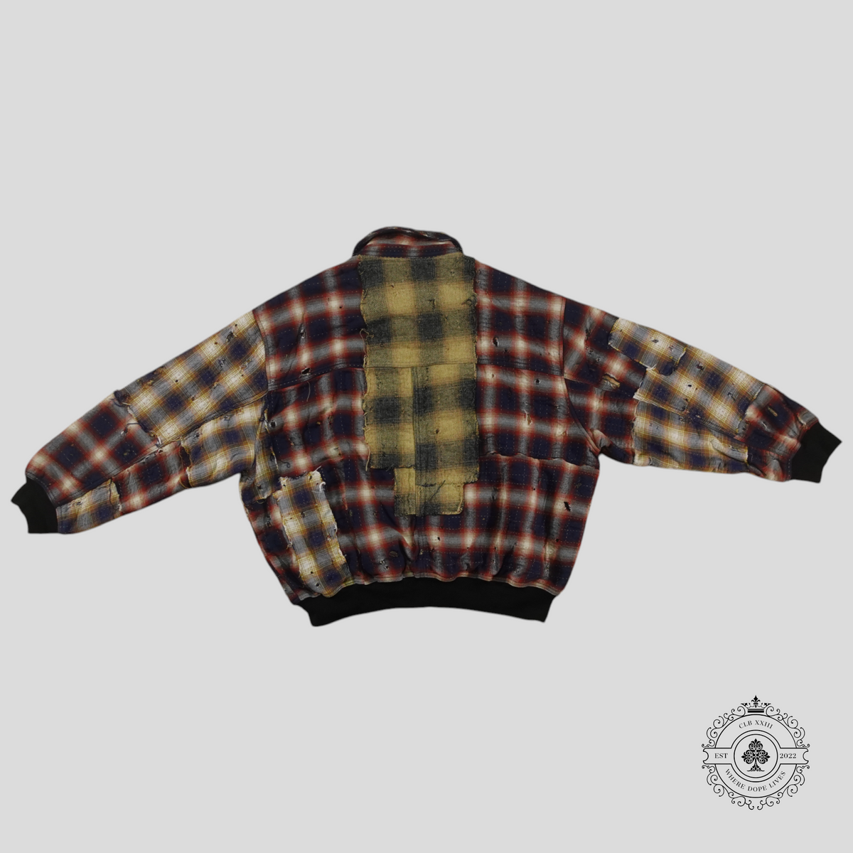 Givenchy Checked Distressed Bomber in Brown/Black