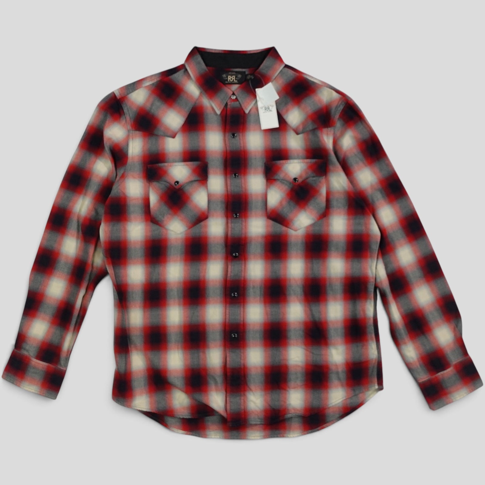 RRL Plaid Button-Up in Red - XX-Large