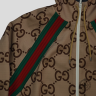 Gucci Jumbo Jacquard Hooded Track Jacket in Brown