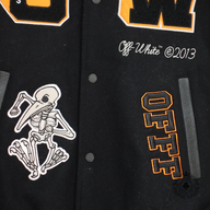 Off White Laboratory of Fun Varsity Jacket in Black/Orange