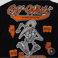 Off White Laboratory of Fun Varsity Jacket in Black/Orange