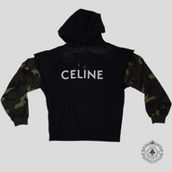 Celine Cut Sleeve Hoodie in Black/Camo