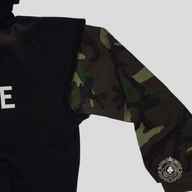 Celine Cut Sleeve Hoodie in Black/Camo