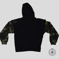 Celine Cut Sleeve Hoodie in Black/Camo