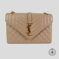 Saint Laurent Mixed Maltelasse Grain de Poudre Monogram Small Shoulder Bag in Brown
