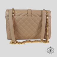 Saint Laurent Mixed Maltelasse Grain de Poudre Monogram Small Shoulder Bag in Brown