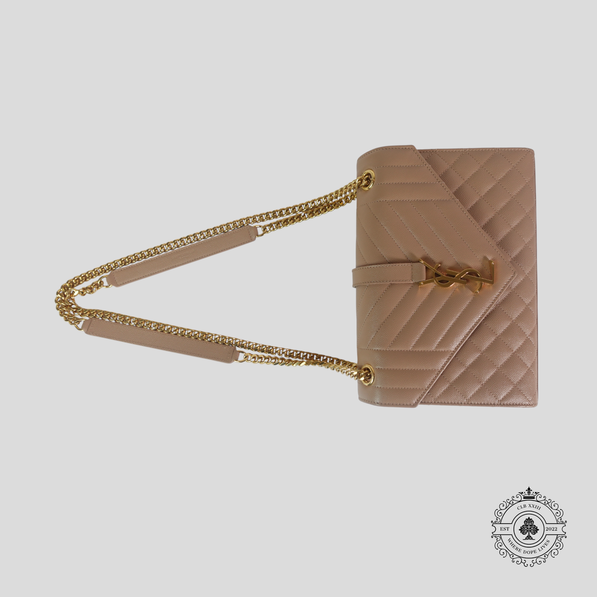 Saint Laurent Mixed Maltelasse Grain de Poudre Monogram Small Shoulder Bag in Brown