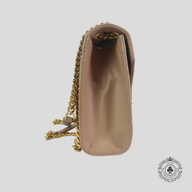 Saint Laurent Mixed Maltelasse Grain de Poudre Monogram Small Shoulder Bag in Brown