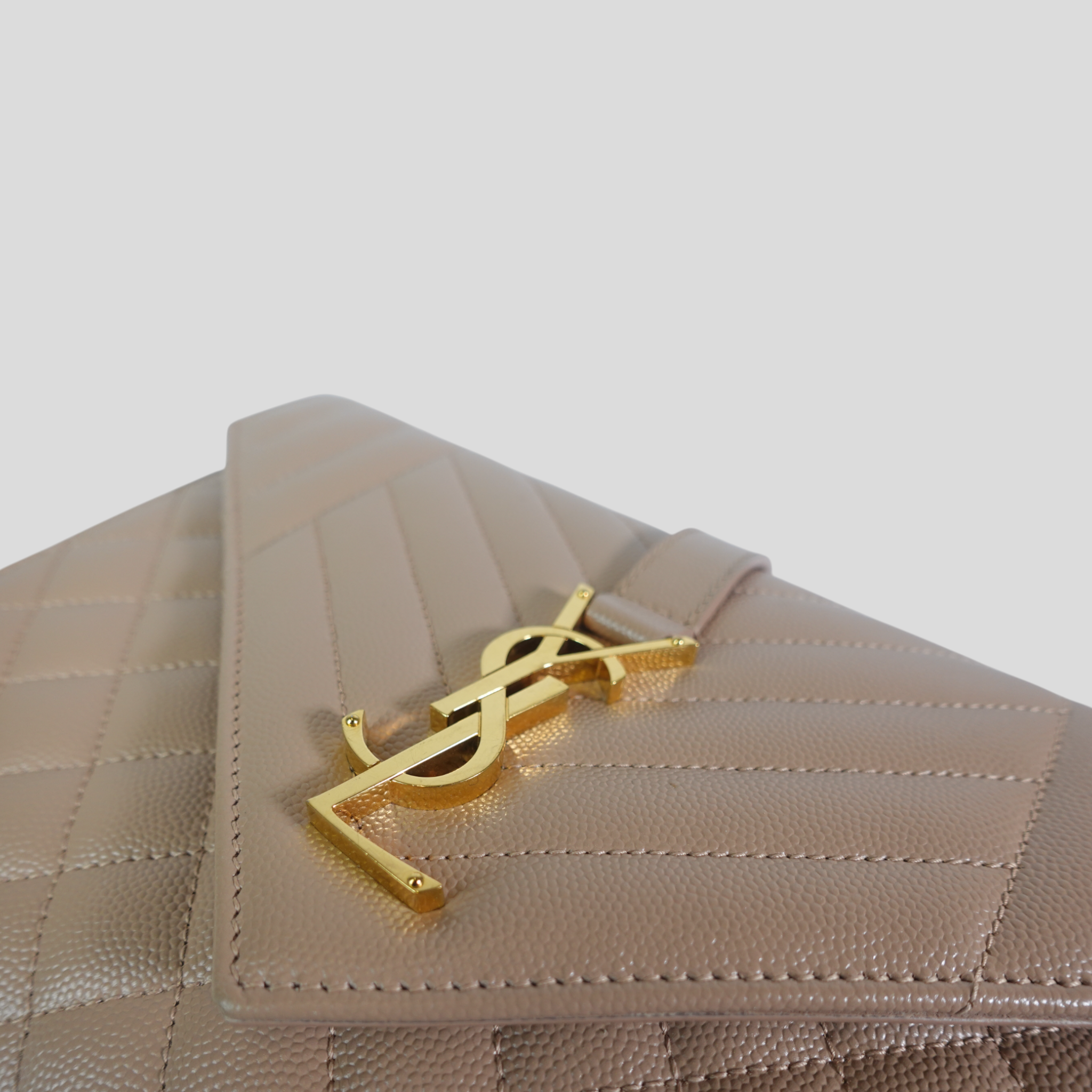 Saint Laurent Mixed Maltelasse Grain de Poudre Monogram Small Shoulder Bag in Brown