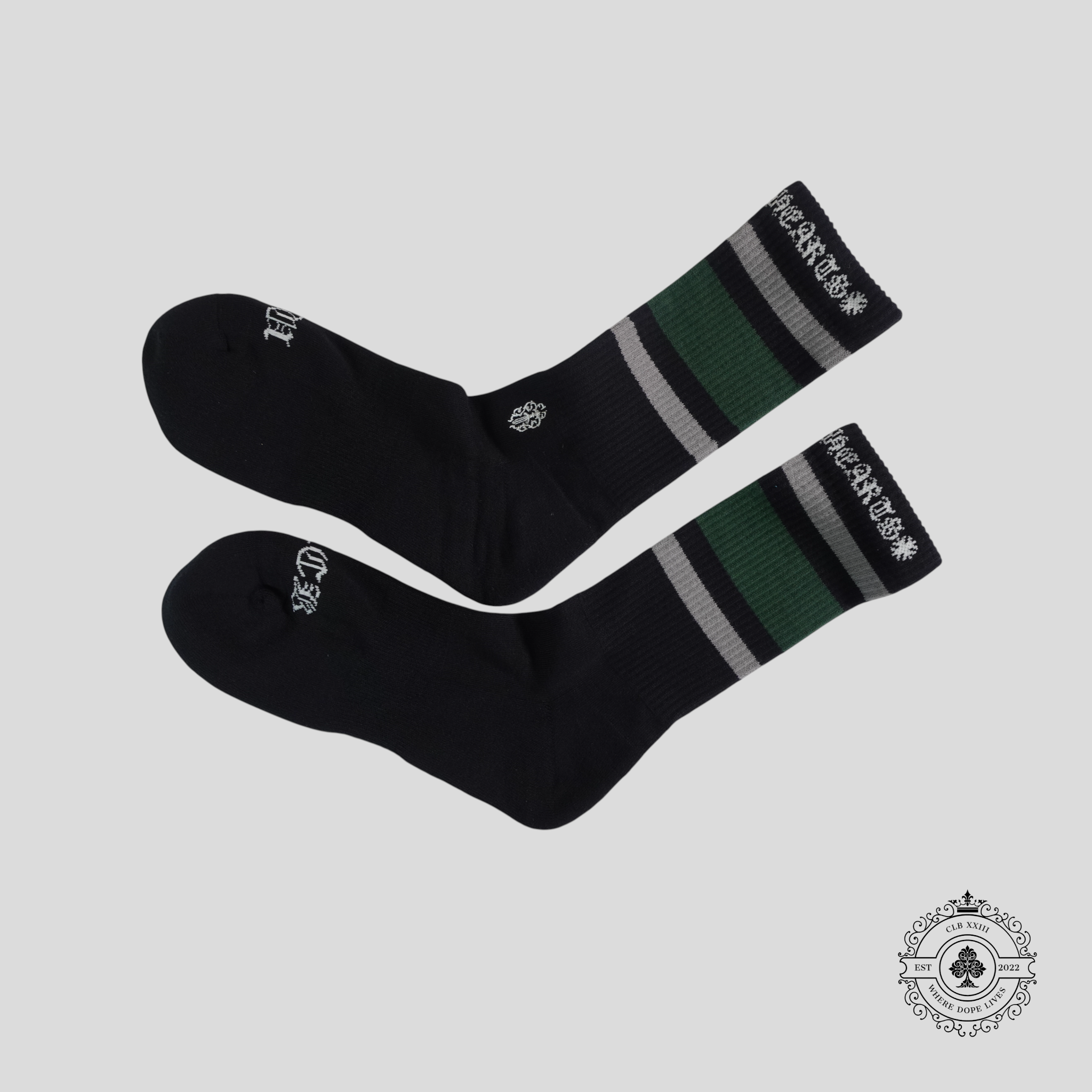 Chrome Hearts Striped Sock in Black/Green