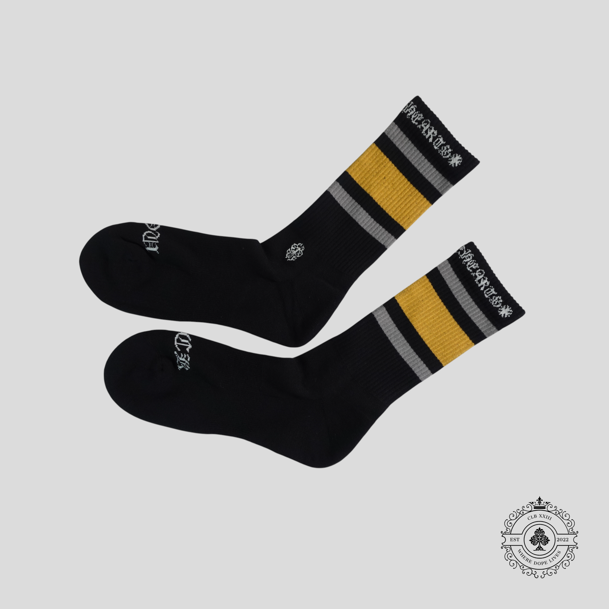 Chrome Hearts Striped Sock in Black/Yellow