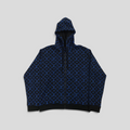 CLB XXIII Louis Vuitton zip-through hoodie in black and blue with all-over monogram pattern and ribbed hem