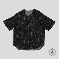 Louis Vuitton Discharged Monogram Baseball Shirt in Black