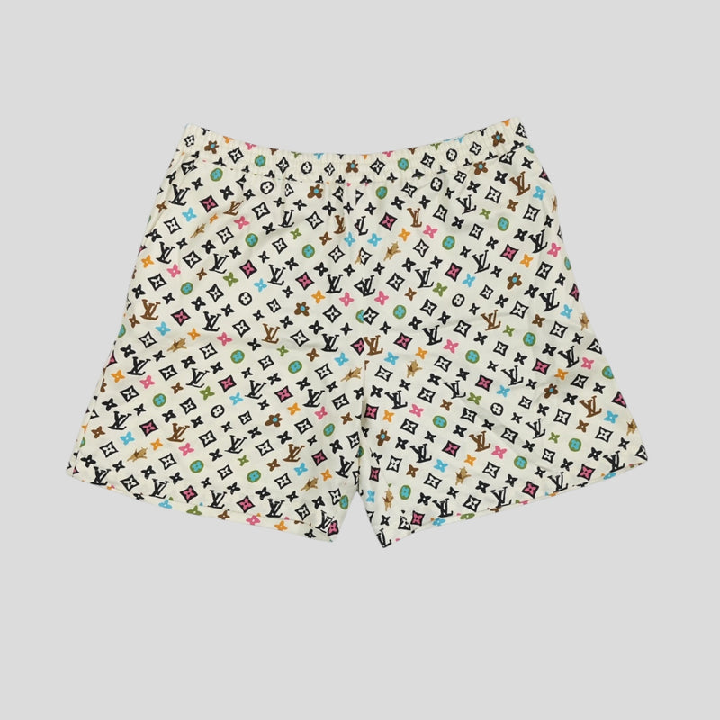 Louis Vuitton Monogram Craggy Silk Shorts in Cream