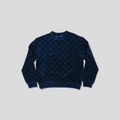 CLB XXIII Louis Vuitton blue crewneck sweater featuring an all-over iridescent monogram pattern in cotton blend