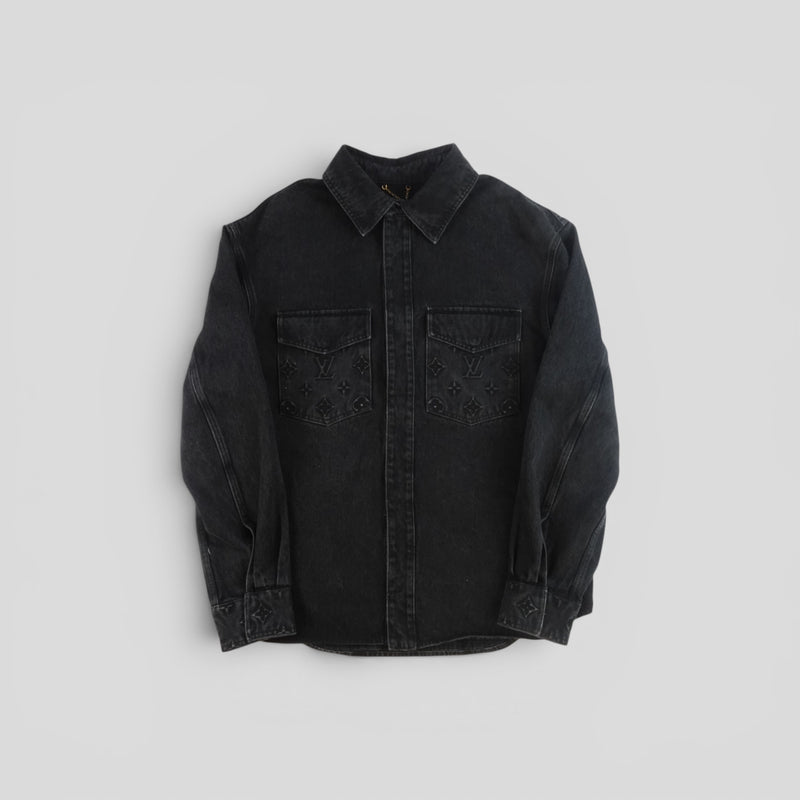 Louis Vuitton Monogram Embossed Casual Denim Overshirt in Black