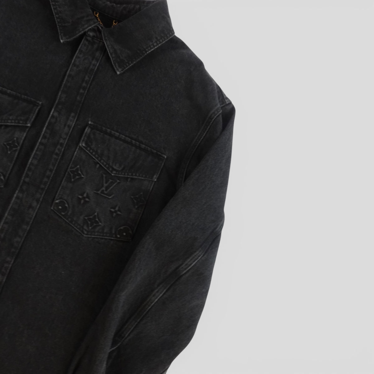 Louis Vuitton Monogram Embossed Casual Denim Overshirt in Black