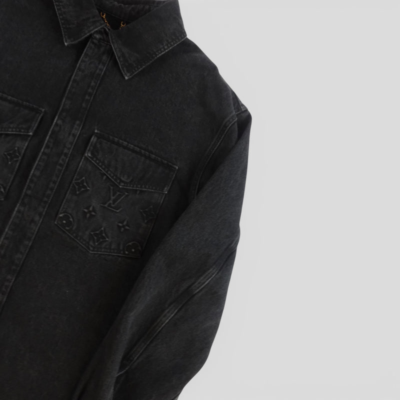 Louis Vuitton Monogram Embossed Casual Denim Overshirt in Black