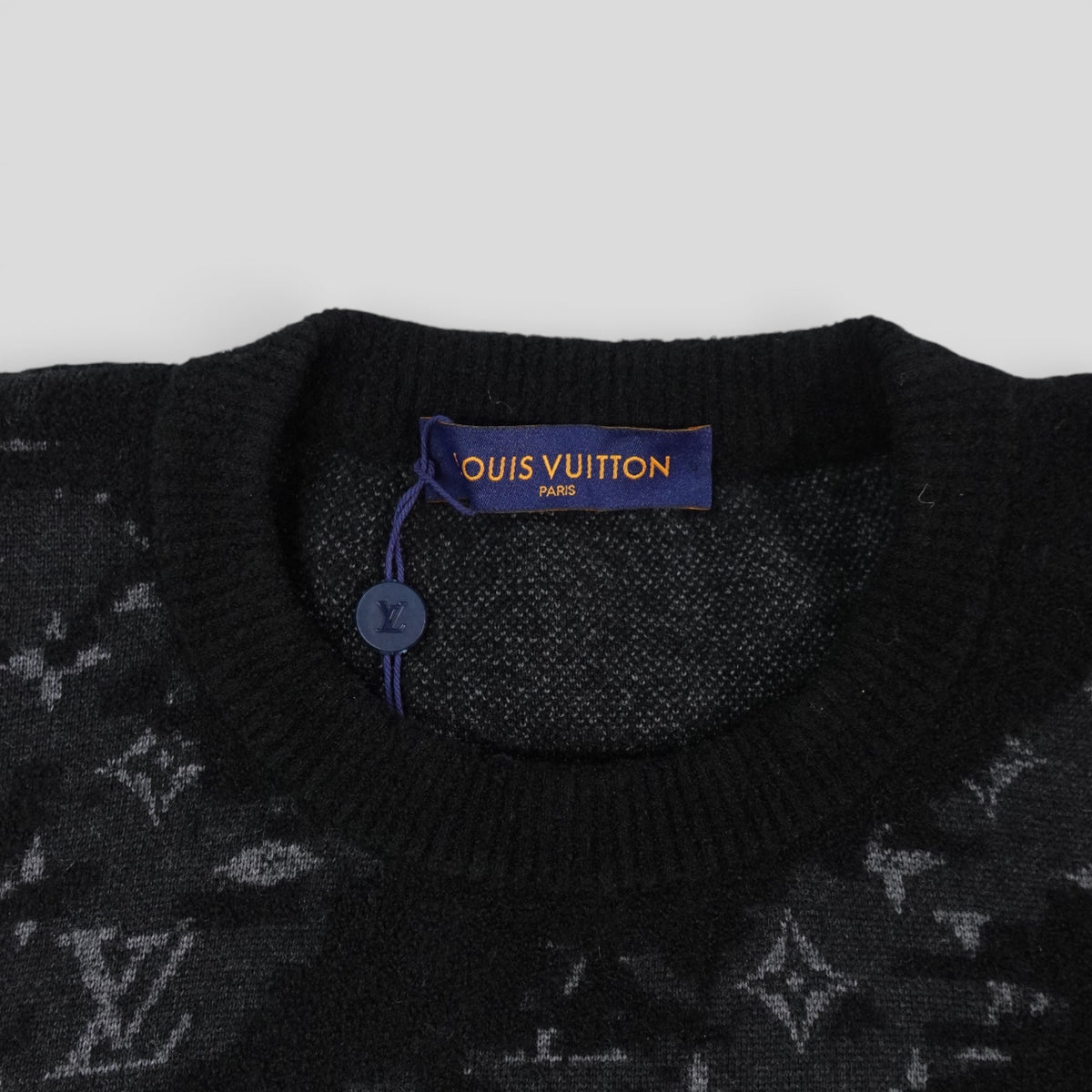 Louis Vuitton Distressed Flock Monogram Sweater in Black