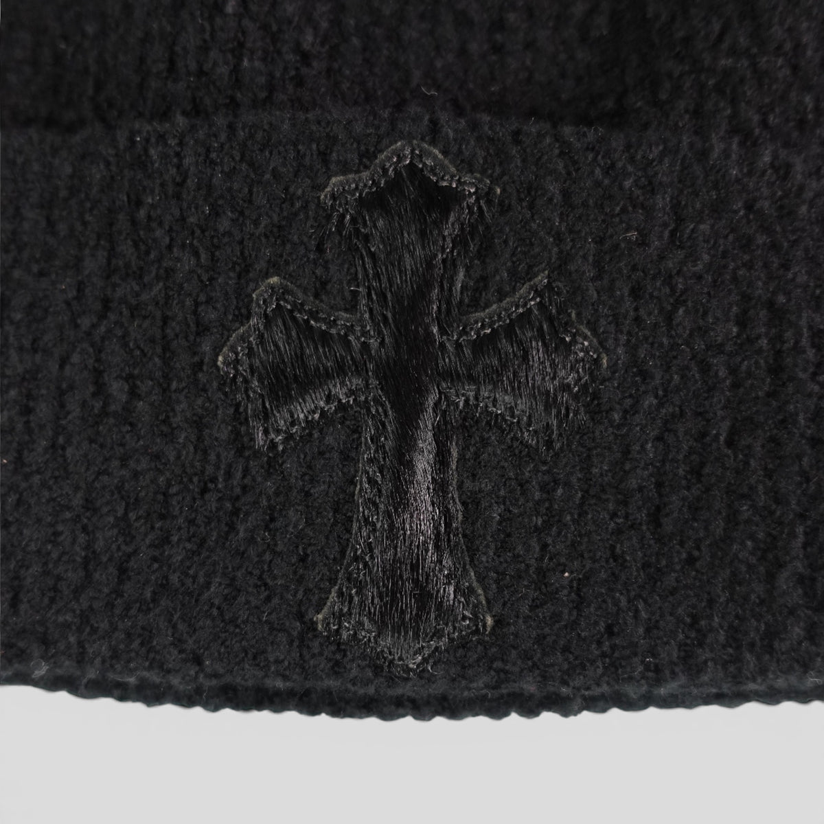 Chrome Hearts Pony Hair Cross Patch Beanie in Black