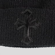 Chrome Hearts Pony Hair Cross Patch Beanie in Black