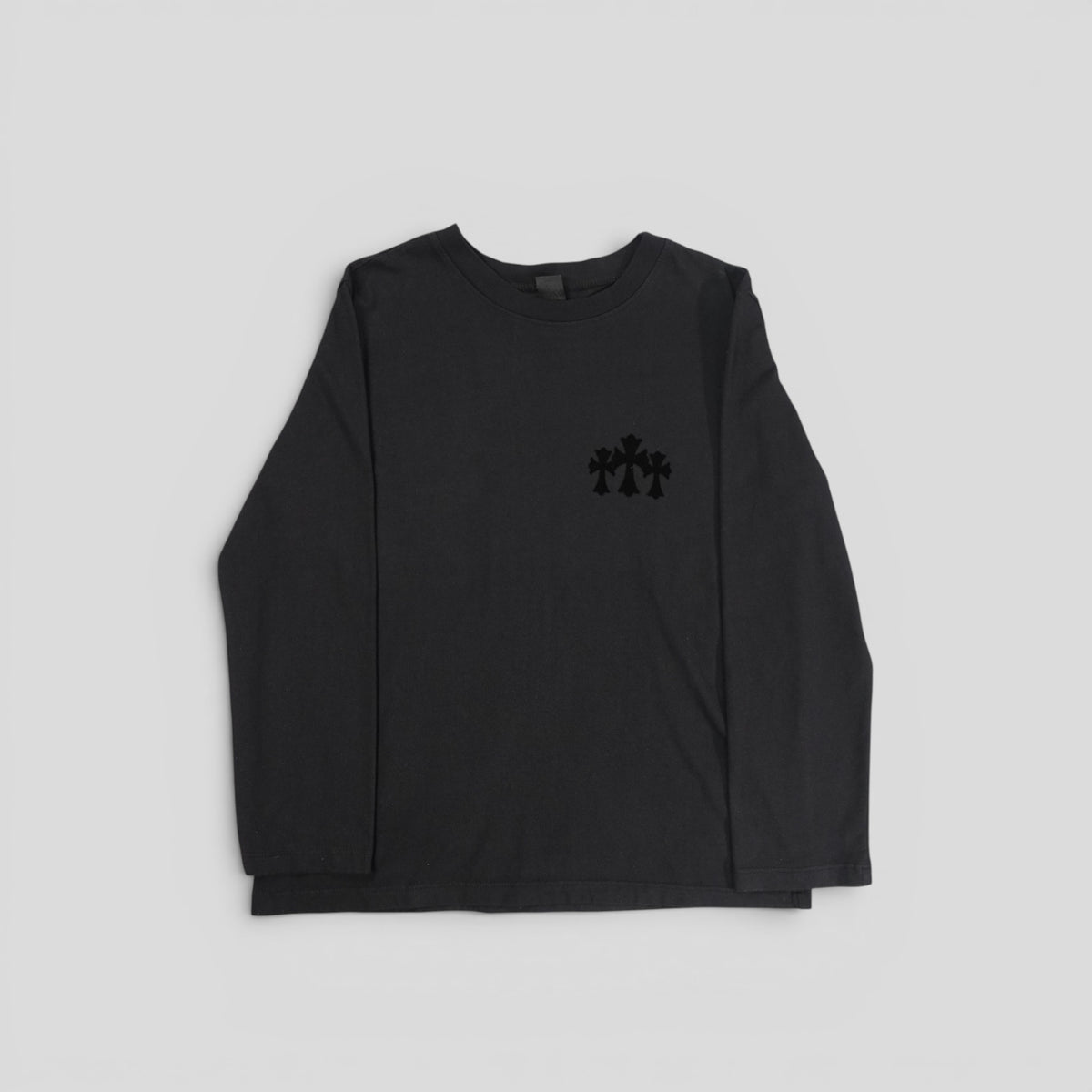 Chrome Hearts Women's Triple Cross Flocked Long Sleeve in Black