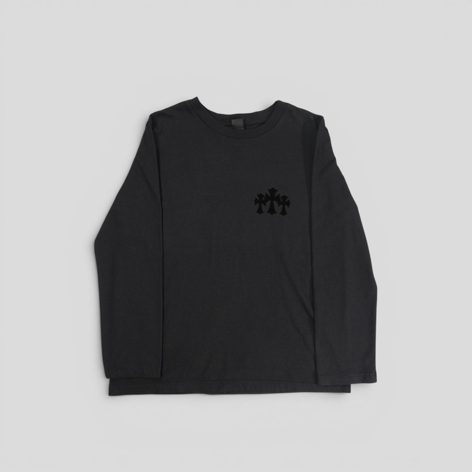 Chrome Hearts Women's Triple Cross Flocked Long Sleeve in Black