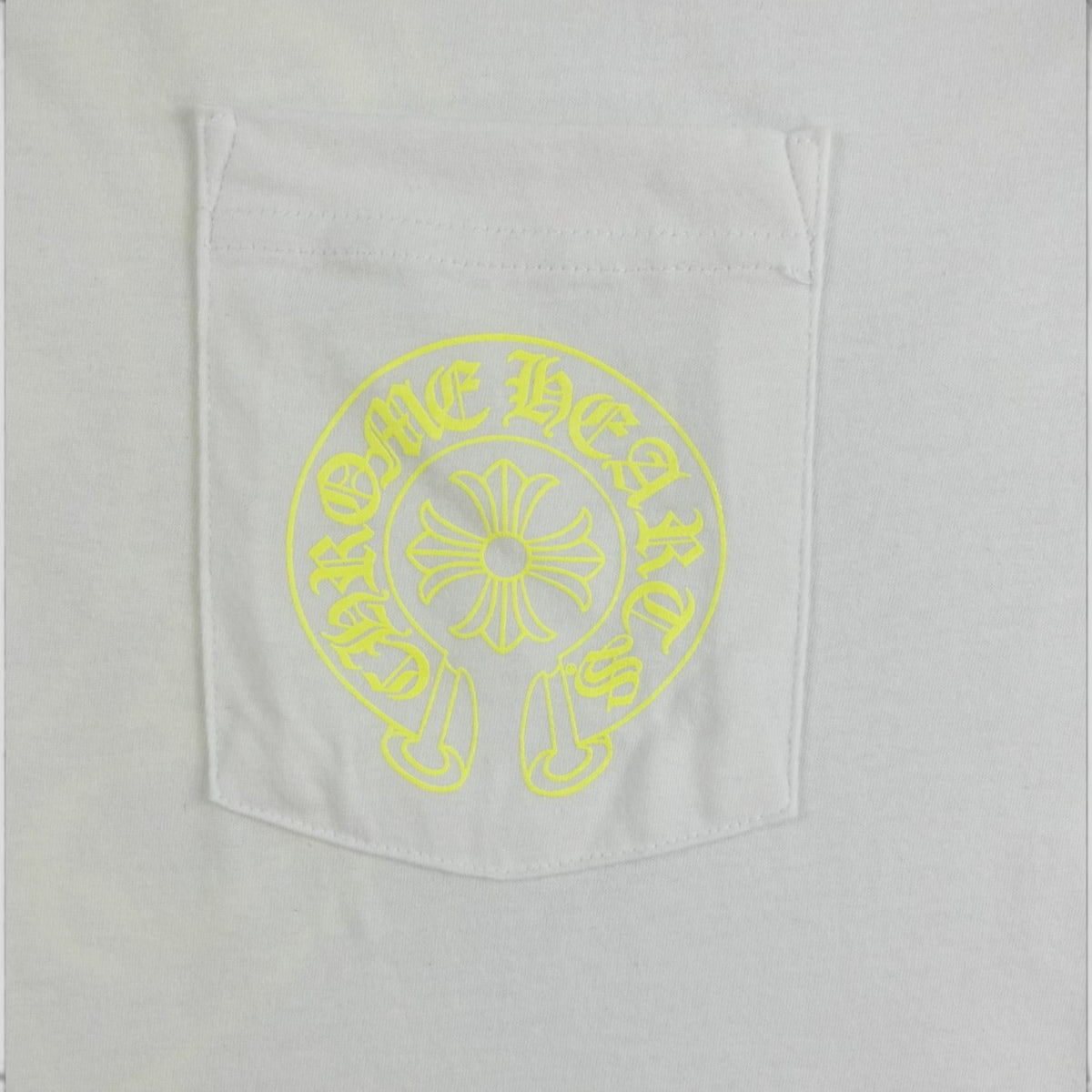 Chrome Hearts Horseshoe Logo Tee in White/Yellow