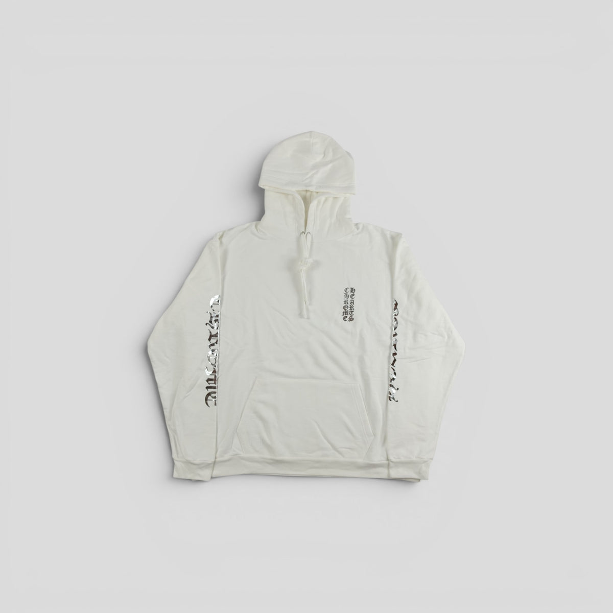 Chrome Hearts Foil Vertical Logo Hoodie in White