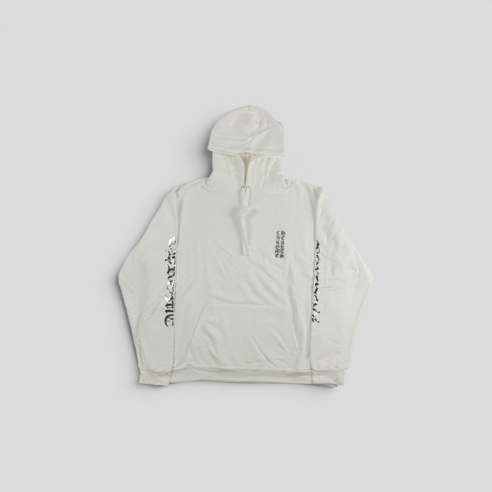 Chrome Hearts Foil Vertical Logo Hoodie in White