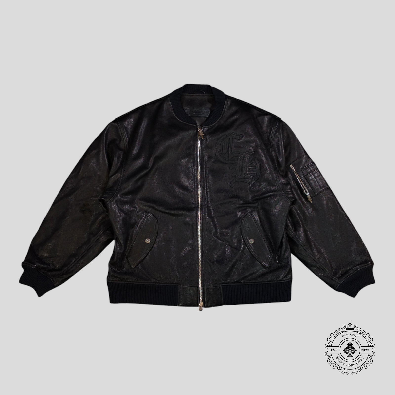 Chrome Hearts CH Patch Bomber Jacket in Black