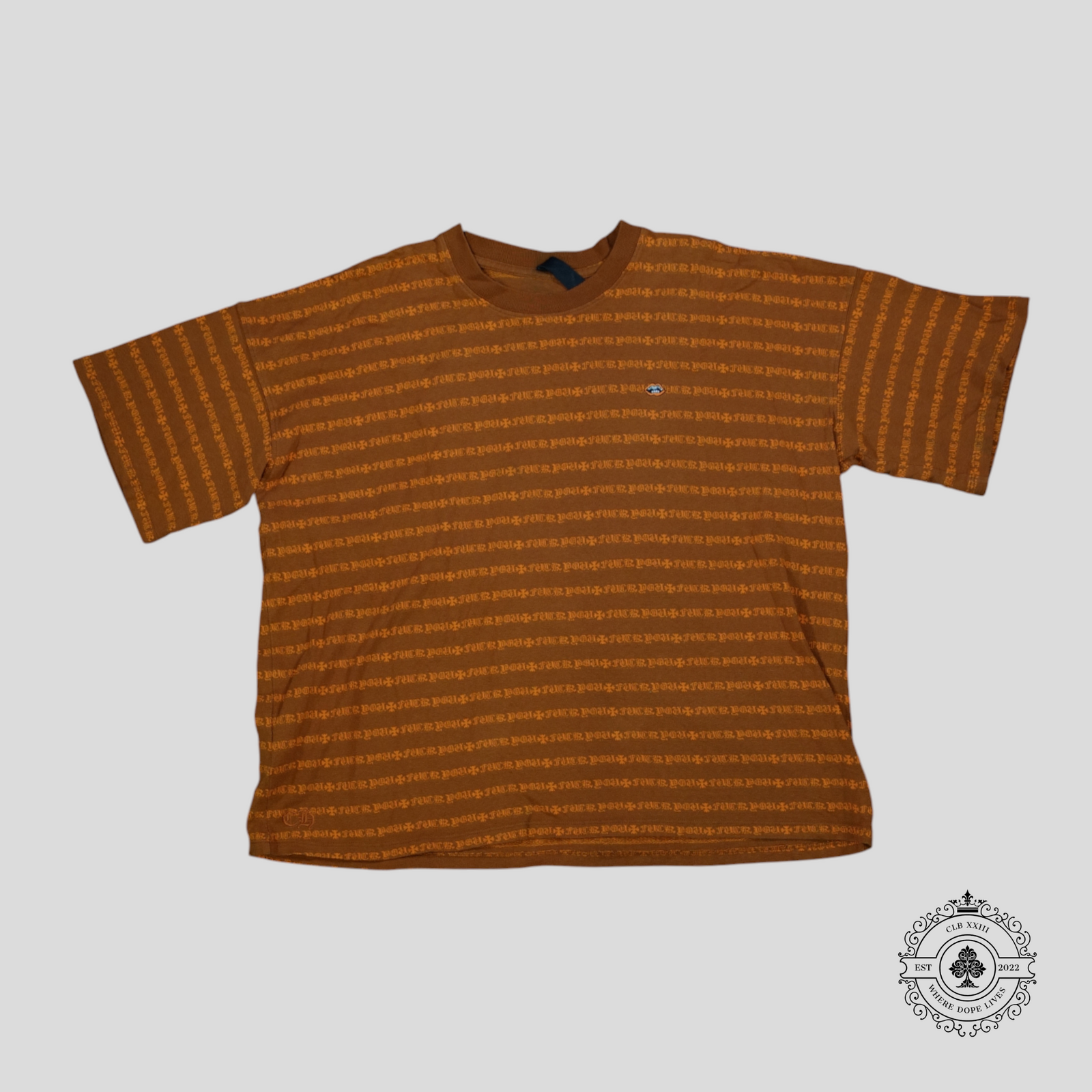 Chrome Hearts Matty Boy Fuck You Striped Tee in Orange