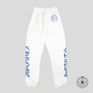 Chrome Hearts Horseshoe Logo Sweatpants in White/Blue