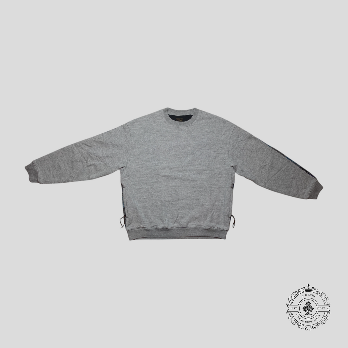 Kapital Top Fleece X American Quilt 2Tone Sweatshirt in Grey/Multicolor