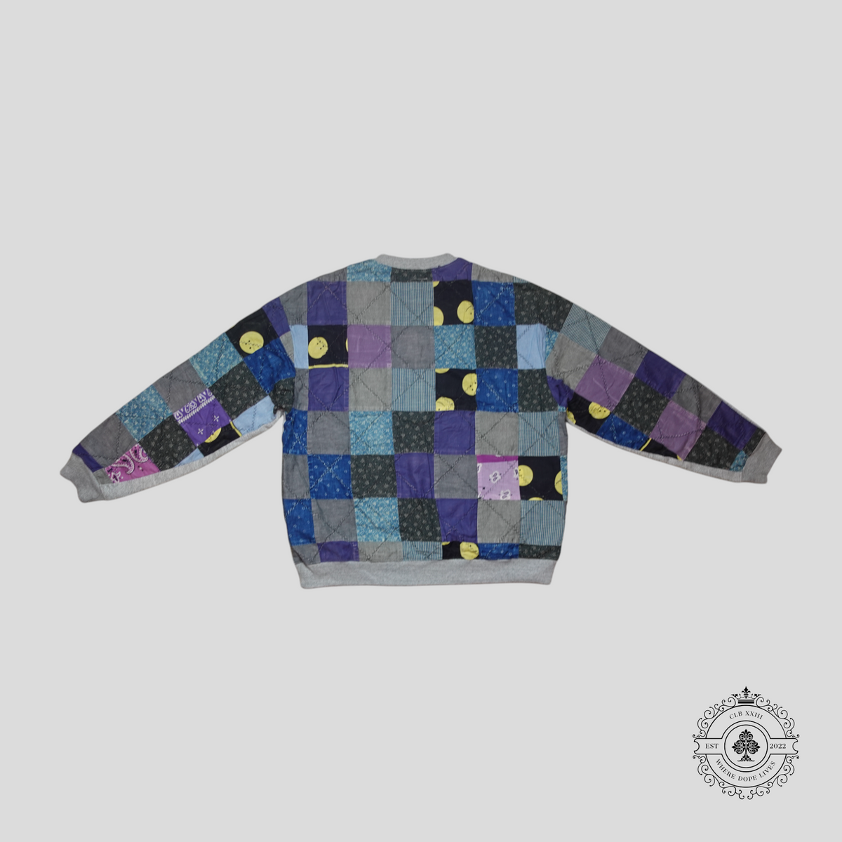 Kapital Top Fleece X American Quilt 2Tone Sweatshirt in Grey/Multicolor