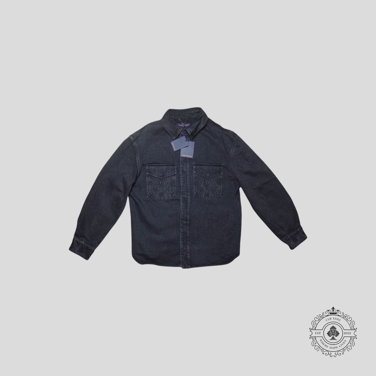 Louis Vuitton Monogram Embossed Casual Denim Overshirt in Black