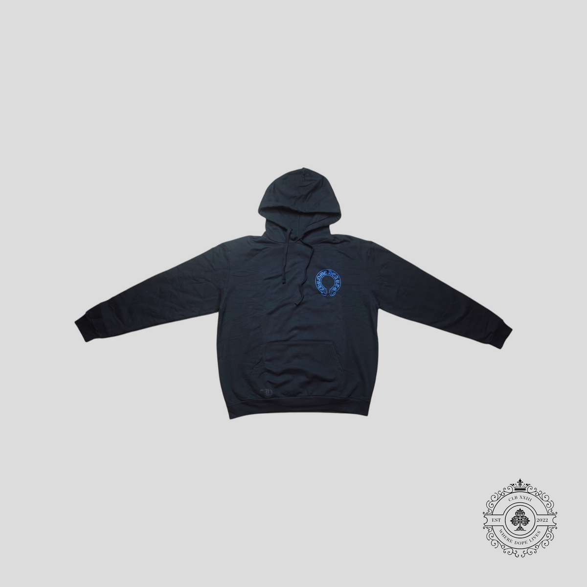 Chrome Hearts Horseshoe Hoodie in Black/Blue