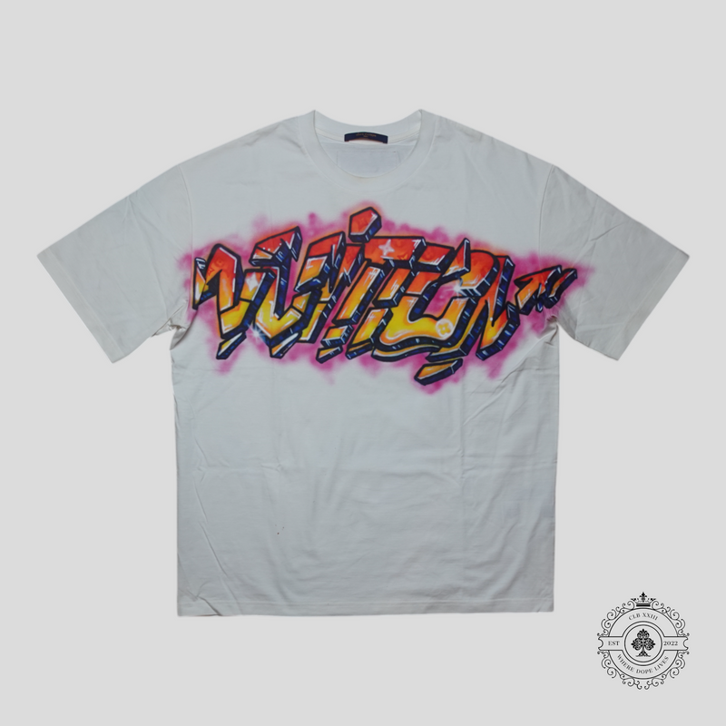 Louis Vuitton Graffiti Logo T-Shirt in White/Multicolor