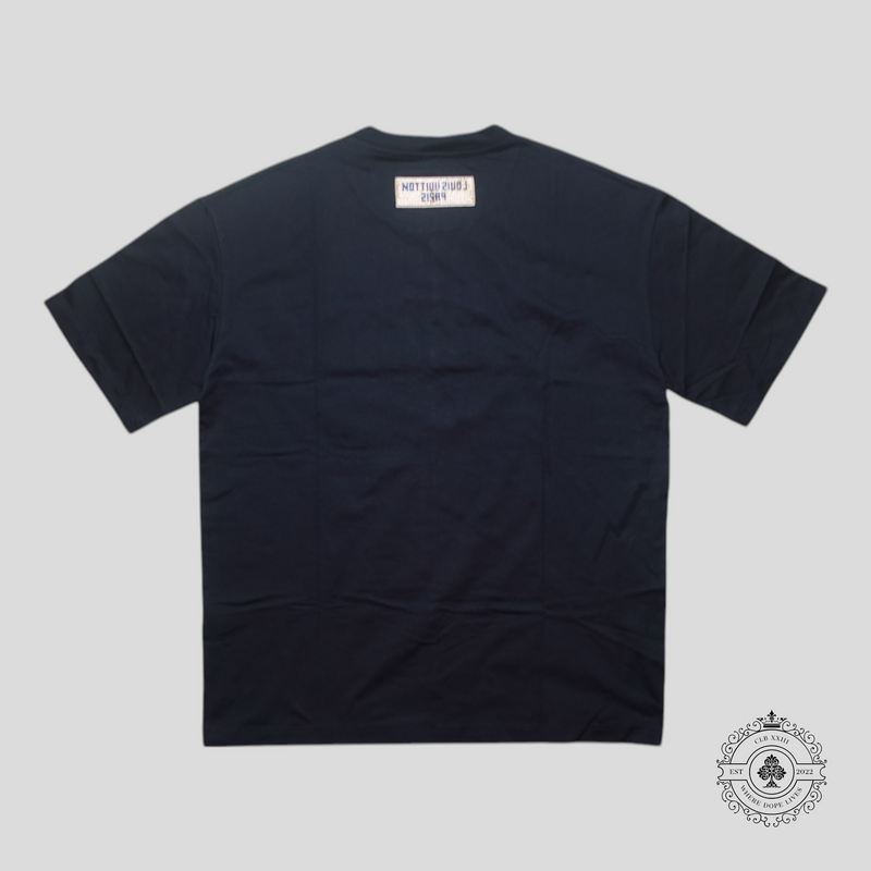 Louis Vuitton Beads Embroidered T-Shirt in Black/Silver