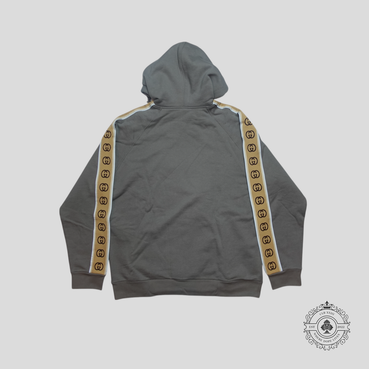 Gucci Interlocking G Embroidered Sleeves Hoodie in Grey