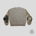 Kapital Top Fleece x American Quilt 2Tone Sweatshirt in Light Grey/Multicolor