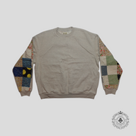 Kapital Top Fleece x American Quilt 2Tone Sweatshirt in Light Grey/Multicolor