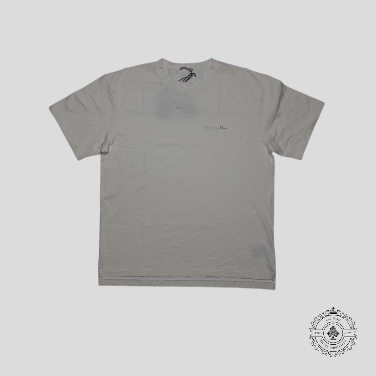 Dior Christian Dior Couture Distressed T-Shirt in White