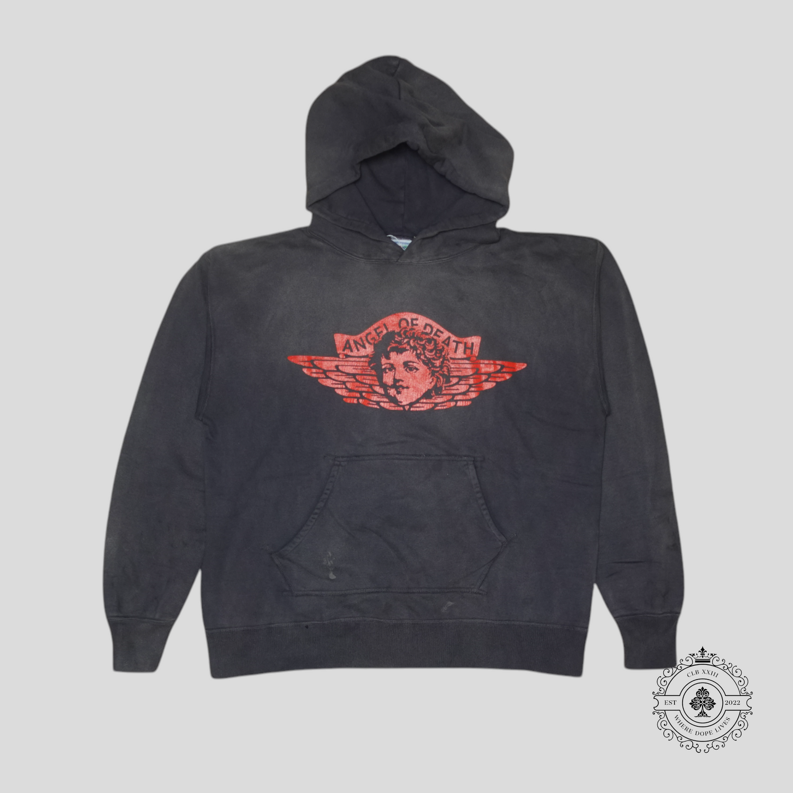 Saint Michael Angel Of Death Hoodie in Grey/Red