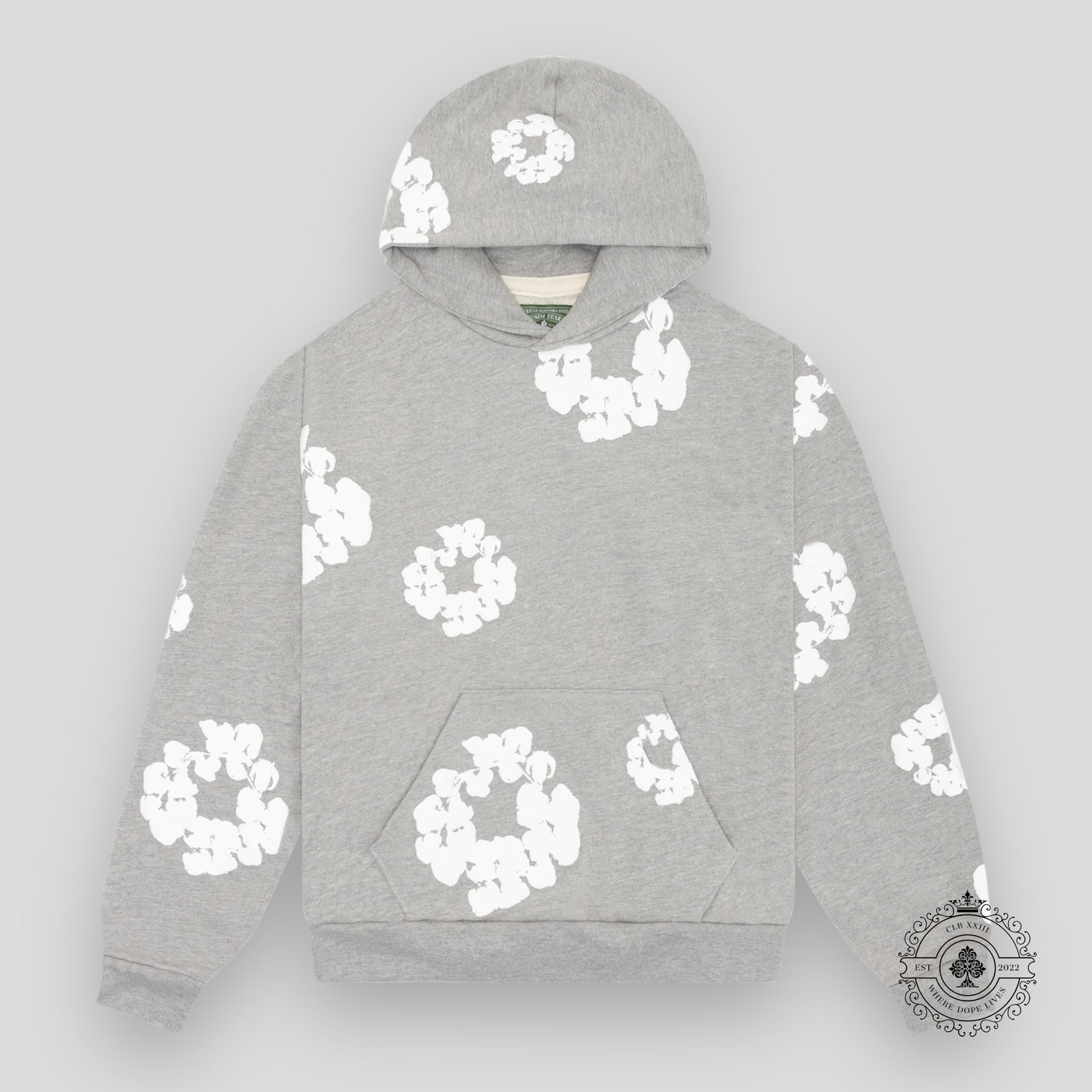 Denim Tears The Cotton Wreath Hoodie in Grey
