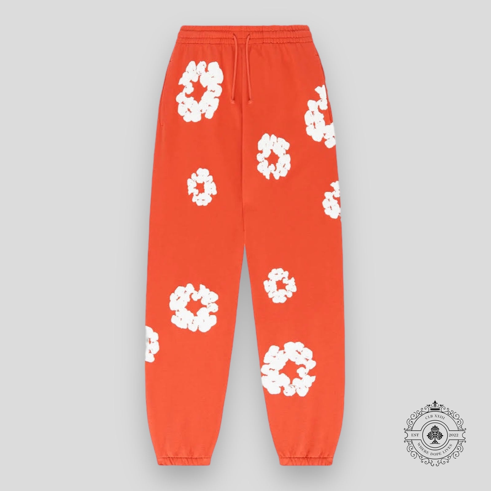 Denim Tears the Cotton Wreath Sweatpants in Orange