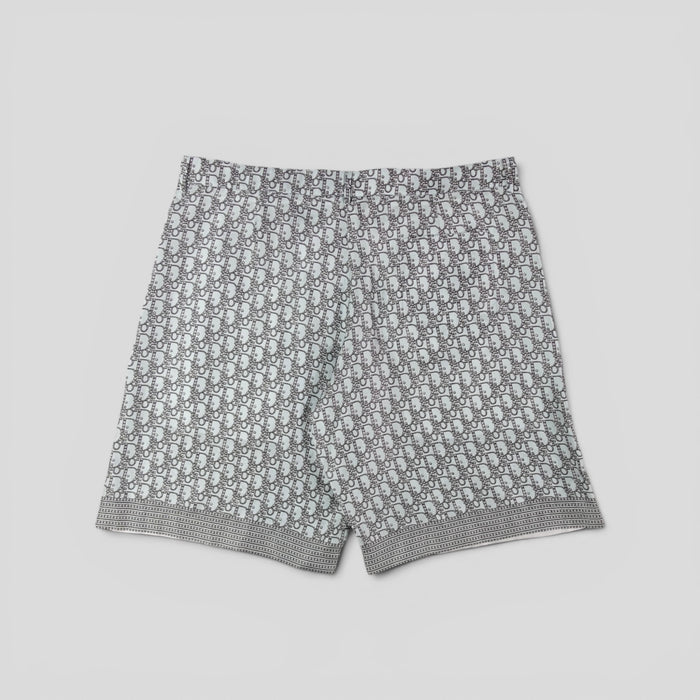 Dior Diamond Oblique Silk Shorts in Blue