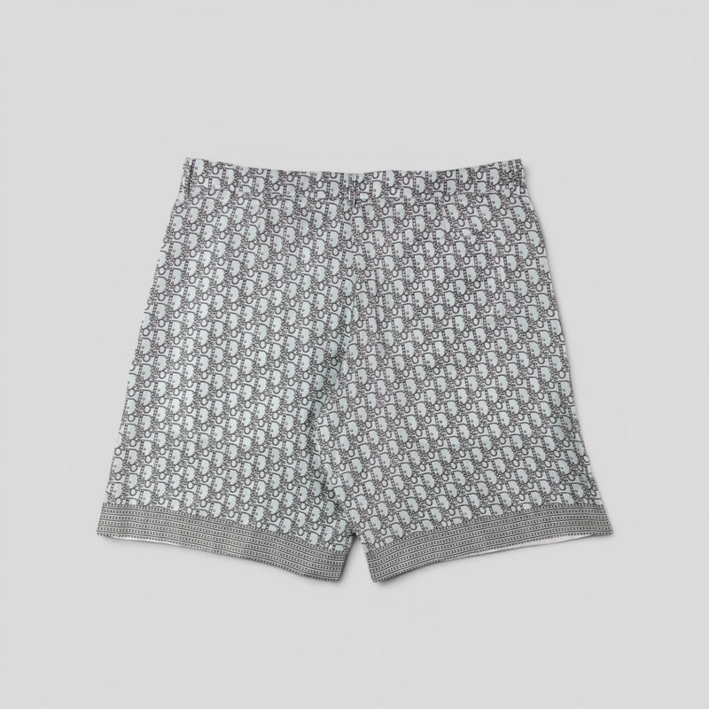 Dior Diamond Oblique Silk Shorts in Blue
